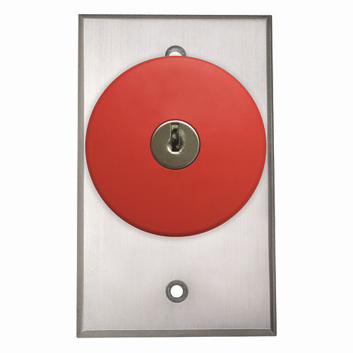 Camden CM-6030 Red Locking Mushroom Switch, No External Switch, Push Pull, Normally Open, Black
