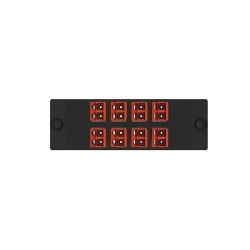 Panduit FAP8WBRDDLCZ Opticom Keyed B-Red Fiber Adapter Panel, OM4, 8 LC Duplex, Zirconia Split Sleeves