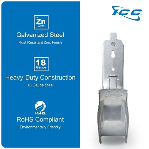 ICC ICCMSJHB55 Beam Clamp J Hook 4\\" with Retainer Clip, Galvanized Steel Cable Management Hooks for Hanging Cable to Beams, Rust-Resistant, EIA and TIA Compliant, 25-Pack