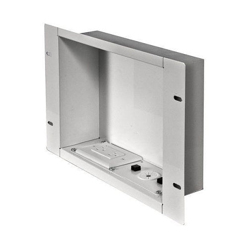 Peerless-AV IBA2AC-W In-Wall Accessory Box with 125V Duplex Power Receptacle for Recessed Cable Management and Power Storage, White