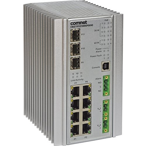 Comnet Industrially Hardened 11 Port Gigabit Managed Ethernet Switch Image of C4-CN11F3P24
