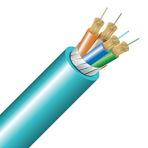 Cleerline 4B50125OM3R SSF Breakout Cable, 4 Strand, Riser, 50/125, OM3, Aqua, Spool, 1000\'
