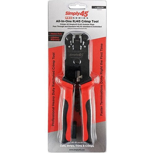 Simply45 S45-C101 Pro Series All-In-One RJ45 Crimp Tool, Pass-Through and Standard WE, SS RJ45