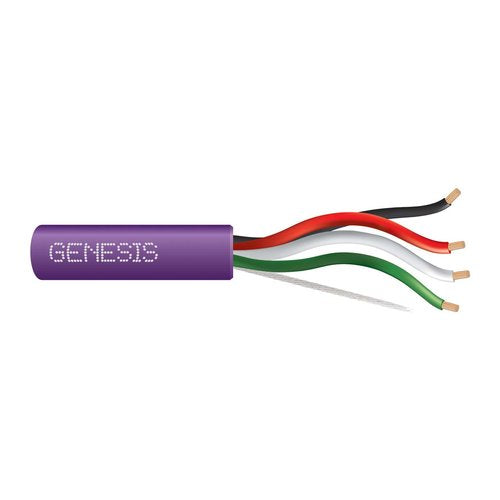 Genesis 52515510 16/4 Stranded Unshielded Speaker Cable, Riser, CMR, FT4, 500\' (152.4 m) Pull Box, Purple