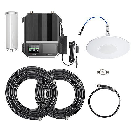 Wilson 472047 weBoost Office 200 Signal Booster, Outdoor Omni Antenna, Indoor Ultra-Thin Dome Antenna, 50 Ohms