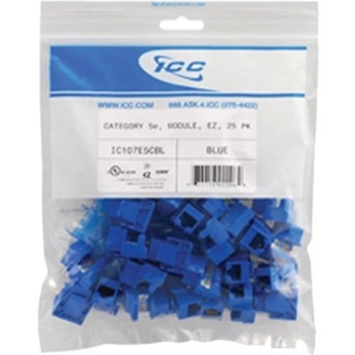 ICC CAT 5e, EZ, 25 PK Modular Connector, Blue Image of H2-107E5CBL