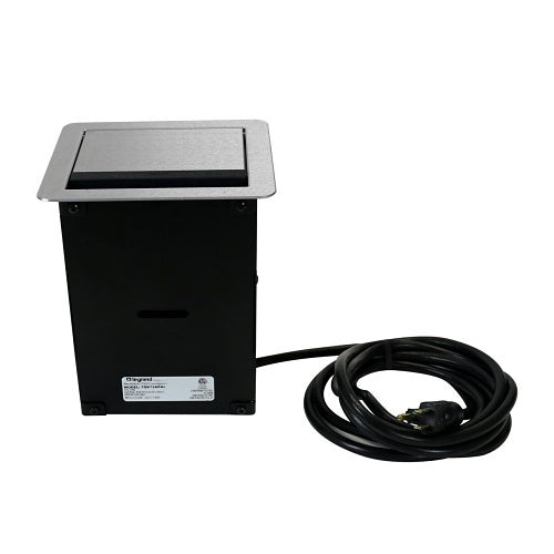 Wiremold TB672AUAL InteGreat A/V Table Box with 12\' Cord, 2 USB-A Charging Ports, 4 Receptacles, Aluminum
