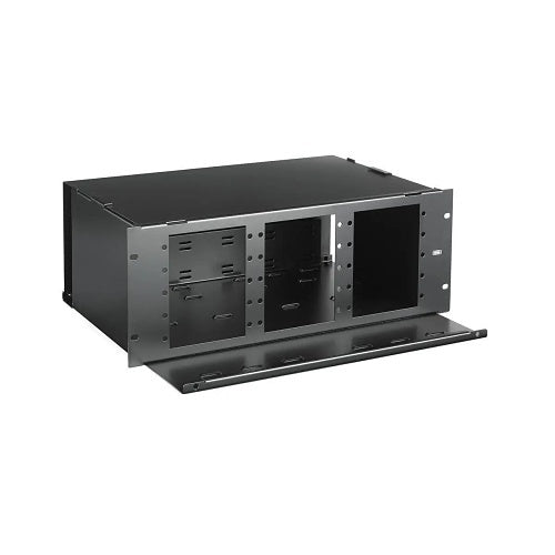 Hubbell FTR4U15SP 4U Fiber Optic Rack Mount Tray with Cover 15FSP Openings, Black