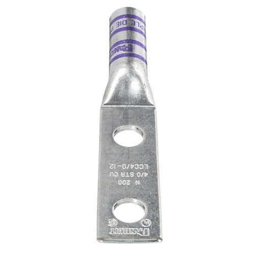 Panduit LCC4/0-12-X Compression Connector Lug, 2-Hole, 4/0AWG, Copper