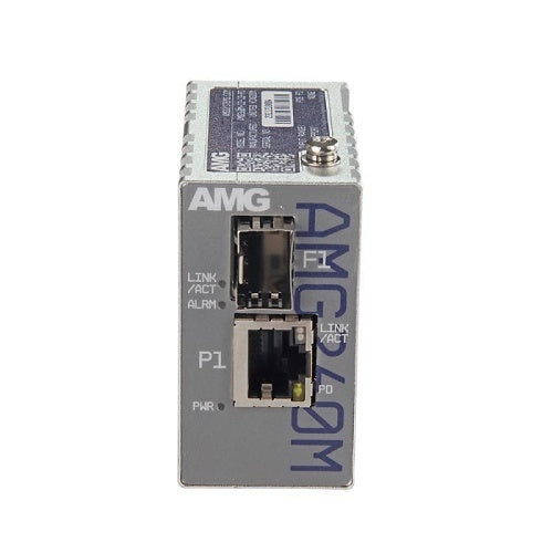 AMG Systems AMG260M-1G-1S-PD AMG260M Series Industrial Powered Mini Media Converter, 1 x 10/100/1000Base-T(x) RJ45 Port with PoE PD Class 1 Input, 1 x 100/1000Base-FX SFP Port