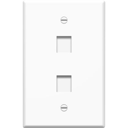 On-Q WP3302WH10 Single-Gang Oversized Wall Plate, Two Ports, 10-Pack, White Image of H4-WP3302W10