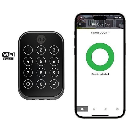 Yale YRD654-WF1-BSP Pro 2 Key-Free Touchscreen with WiFi, Black Suede