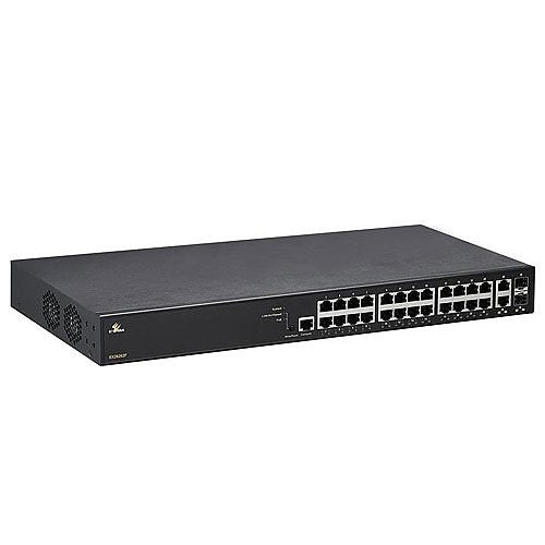 EtherWAN EX26262F Managed 24-port Gigabit PoE +2-port 100/1000MB SFP Combo Ethernet Switch Image of ET-EX26262F