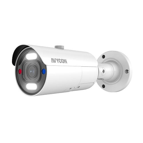 AVYCON AVC-NDB51M 5MP Bullet IP Camera with Active Deterrence, 2.8-12mm Motorized Varifocal Lens, H.265, White