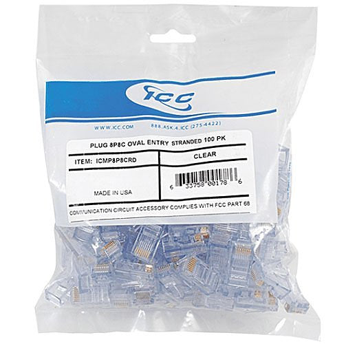ICC Oval Entry 8P8C Plug, 100 Pcs Image of H2-MP8P8CRD