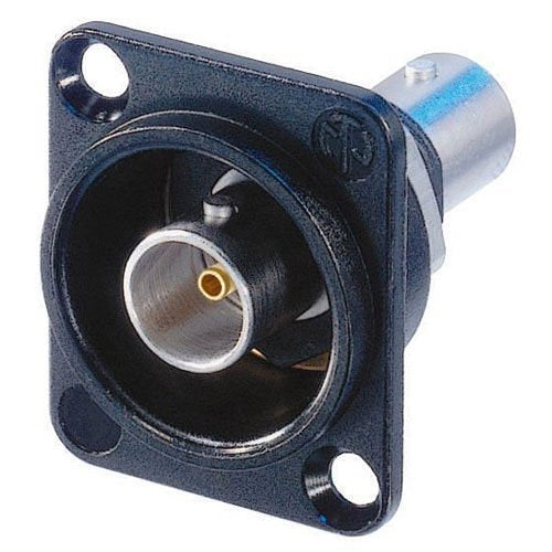Neutrik NBB75DFIB Isolated BNC Chassis Connectors, Feedthrough in D-Shape Housing, Black Image of NM-NBB75DFIB