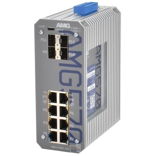 AMG Systems AMG570-2GBT-6GAT-4S-P360 AMG570 Series Layer 2+ Managed Industrial Ethernet Switch with 8x 10/100/1000TX (2x 90W, 6x 30W PoE), 2x 100M/1G SFP, 2x 100M/1G/2.5G SFP