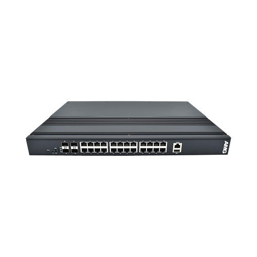 AMG Systems AMG560-24GAT-4XS-P300 Industrial 28-Port Managed Switch, 24x10/100/1000Base-T(x) RJ45 Ports, 4x1/2.5/10G Base-FX SFP+ Ports, 1U, 19\\" Rack Mount