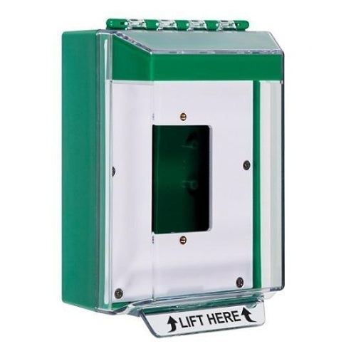 STI-14520NG Universal Stopper Low Profile Cover with Horn, Enclosed Back Box, Open Mount Plate, No Label, Green