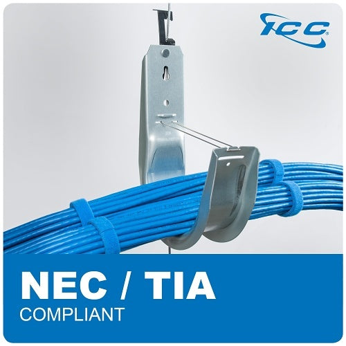 ICC ICCMSJHW44 Batwing J Hook 2\\" with Retainer Clip, Galvanized Steel Cable Management Hooks for Hanging Cable to Hanger Wire and Threaded Rod, Rust-Resistant, EIA and TIA Compliant, 25-Pack