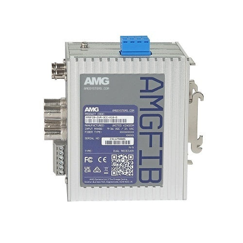 AMG Systems AMGFIB-2VR-3CC-M1B-D AMGFIB Series Dual 2-Channel CVI / TVI / AHD / CVBS Video Receiver, 3-Contact Closure, Multimode 500m, 1-Fiber per Channel, B-Side