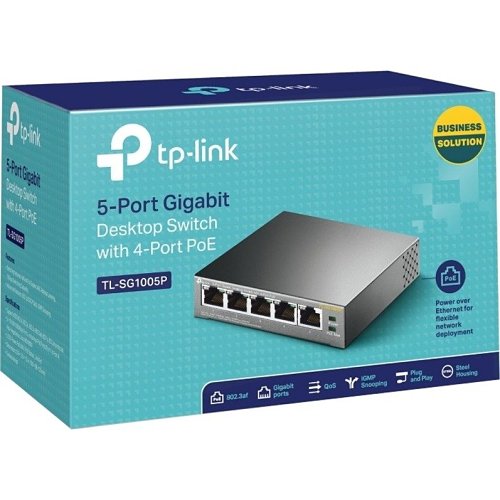 TP-Link TL-SG1005P 5-Port Gigabit Desktop Switch with 4-Port PoE+