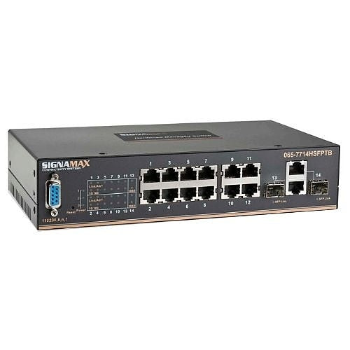 Signamax FO-065-7714HSFPTB 12-Port 10/100 Managed Layer 2+ Industrial Switch, Metal Case, IP30