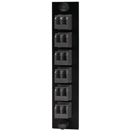 Hubbell FSPNLCDS6BK 12-Fiber Optic Panel Adapter, 6 LC Duplex, Zircon Sleeves, Black