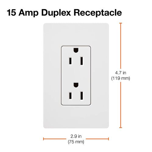 Lutron SCRS-15-TR-BI Claro 15A Tamper-Resistant Duplex Receptacle, Decorator-Style Outlet, Satin Finish, Biscuit