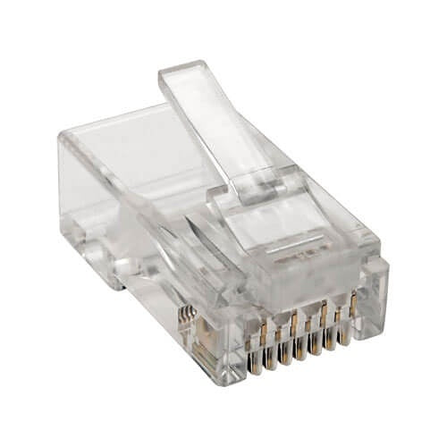 Tripp Lite N230-100-STR CAT6 RJ45 Modular Plug for Round Stranded UTP Conductor, 4-Pair, 100-Pack