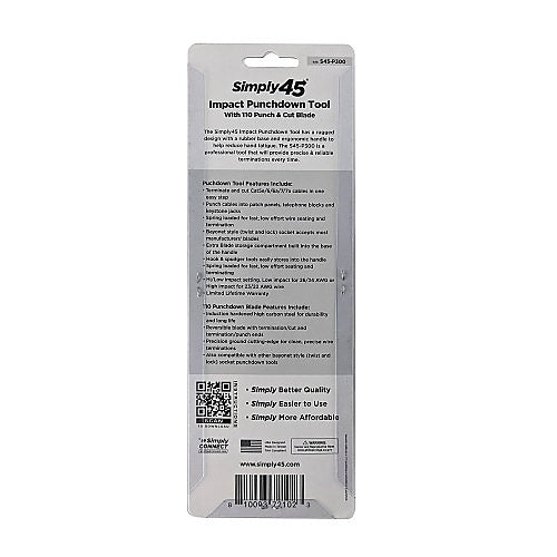 Simply45 S45-P300 PROSeries Punchdown Tool with 110 Blade, 1-Each/Blister