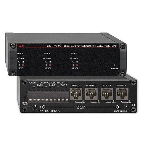 RDL RU-TPS4A RACK-UP Series 4-Output Active Distributor Audio Sender, Signal and Power Module