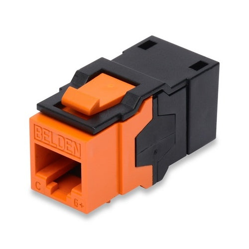 Belden AX104215 CAT6+ RJ45 Coupler Jack, KeyConnect Style, T568A/B-T568A/B, Single Pack, Black Image of 7B-AX104215