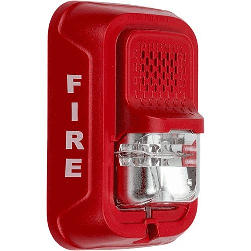 System Sensor P4RLA L-Series Indoor Selectable Output Horn Strobe, 4-Wire, Wall Mount Red
