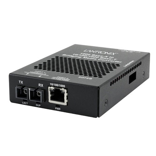 Lantronix SGFEB1014-130-NA Stand-Alone Gigabit Ethernet Media and Rate Converter, 10/100/1000Base-T (RJ-45) to 1000Base-LX 1310 nm Single Mode (SC) 10.5 dB