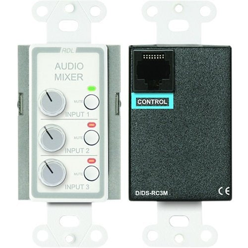 RDL D-RC3M 3-Channel Remote Audio Mixing Control with Muting, Stainless Steel