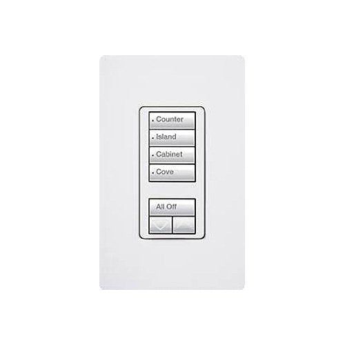 Lutron RRD-W4S-WH RadioRA seeTouch Wall-Mount Designer Keypad, Scene w/ Raise-Lower, White