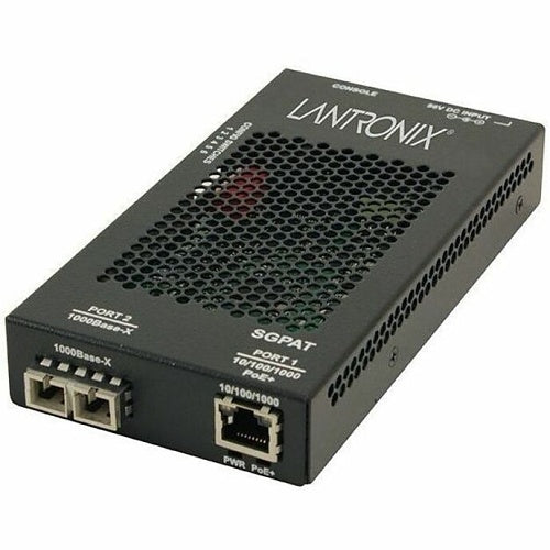 Lantronix SGPAT1013-105-LA Media Converter, 10/100/1000 POE+ RJ-45 to 1000BASE-SX MM SC