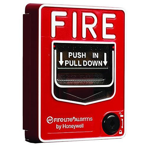 Fire-Lite BG-12L Dual-Action Pull Station with SPST N/O Switch, Screw Terminal Connections, Key Lock