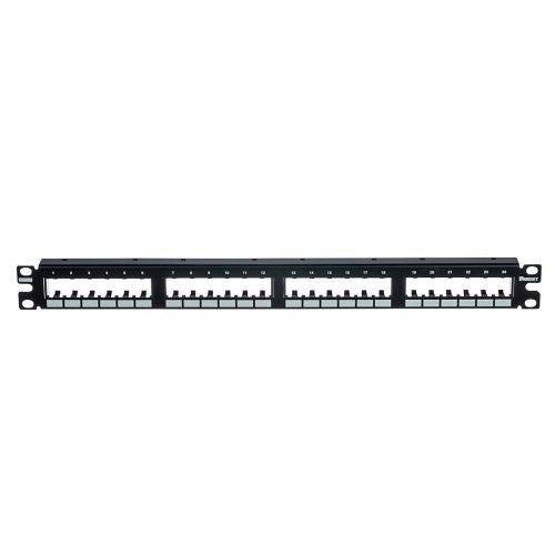 Panduit CPP24FM6BL Mini-Com 24-Port Flat Patch Panel, Unshielded, 1RU, Black