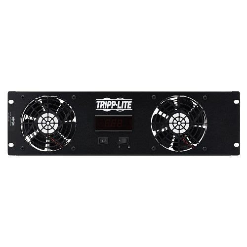 Tripp Lite SRFAN3UTEMP 3U Digital Temperature Sensor with 2x 12VDC High-Performance Fans, Blanking Panel, LCD