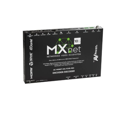 AVPro Edge AC-MXNET-10G-TCVR-PRO MXNet 10G Transceiver PRO with Dante Audio and USB Extension