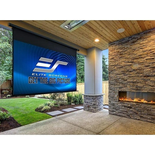 Elite Screens OMS115WHMT 115\\" Manual Pull-Down Outdoor Projection Screen, 16:9