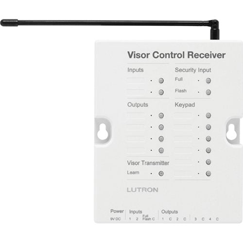 Lutron RR-VCRX-WH RadioRA 2 Car Visor Receiver Unit, Works for RA3 Systems, Contact Closure Inputs / Outputs, 9VDC Adapter Included, White