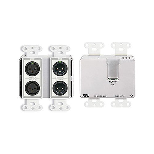 RDL DD-BN22 Wall-Mounted Bi-Directional Mic/Line Dante Interface 2x2, White Image of RL-DDBN22