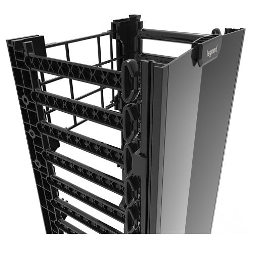 Ortronics QVMS710 Q-Series Vertical Manager, 7\' H x 10\\" Wide, Single-Sided, Polycarbonate, Black