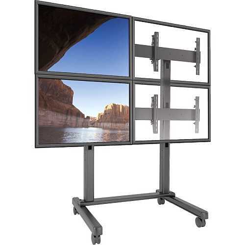 Chief LVM2X2U Fusion Large Adjustable Freestanding Video Wall Cart for 42-50\\" Flat Panel TVs, TAA Compliant, Black