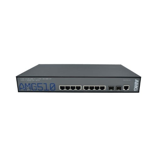 AMG Systems AMG510-8GAT-2S-P210 Commercial 10-Port Managed Switch, 8x10/100/1000Base-T(x) RJ45 Ports, 2x100/1000Base-FX SFP Ports, 1U, 19\\" Rack Mount