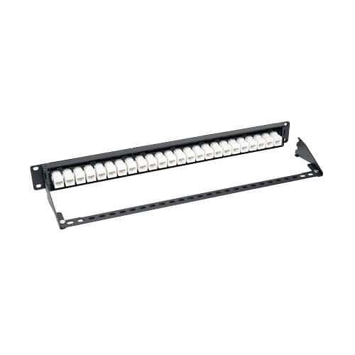 Tripp Lite N254-024-6A 24-Port CAT6A Feed-Through Patch Panel, 4PPoE Compliant, 1U Rack-Mount, RJ45 Ethernet, Black