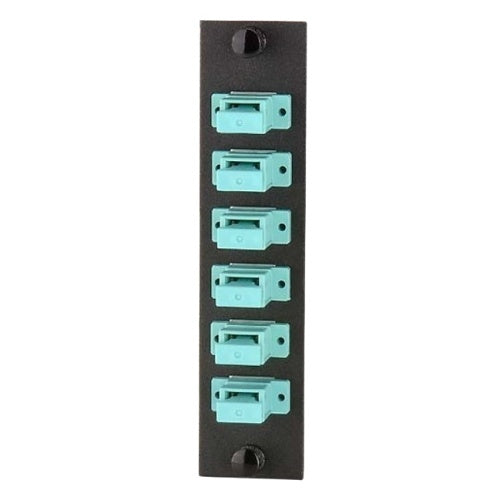 Signamax UFE-B-06SC-G 6-Fiber SC OM3/OM4 Adapter Plate, Ceramic Sleeve, Aqua